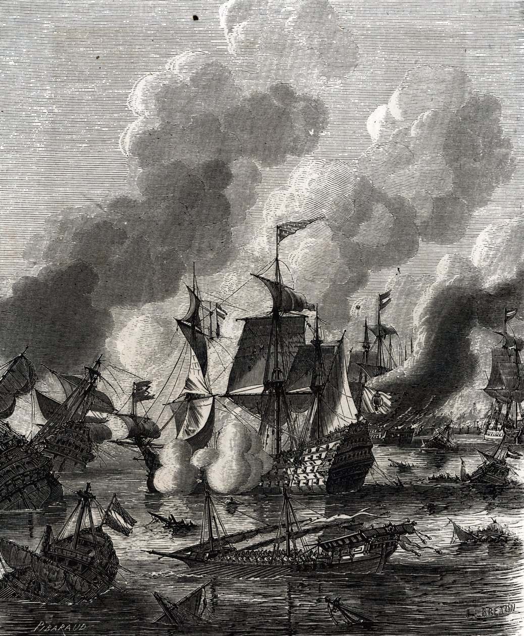 Bitva u Lagosu byla námořní bitva během devítileté války dne 27. června 1693 (rytina) od French School