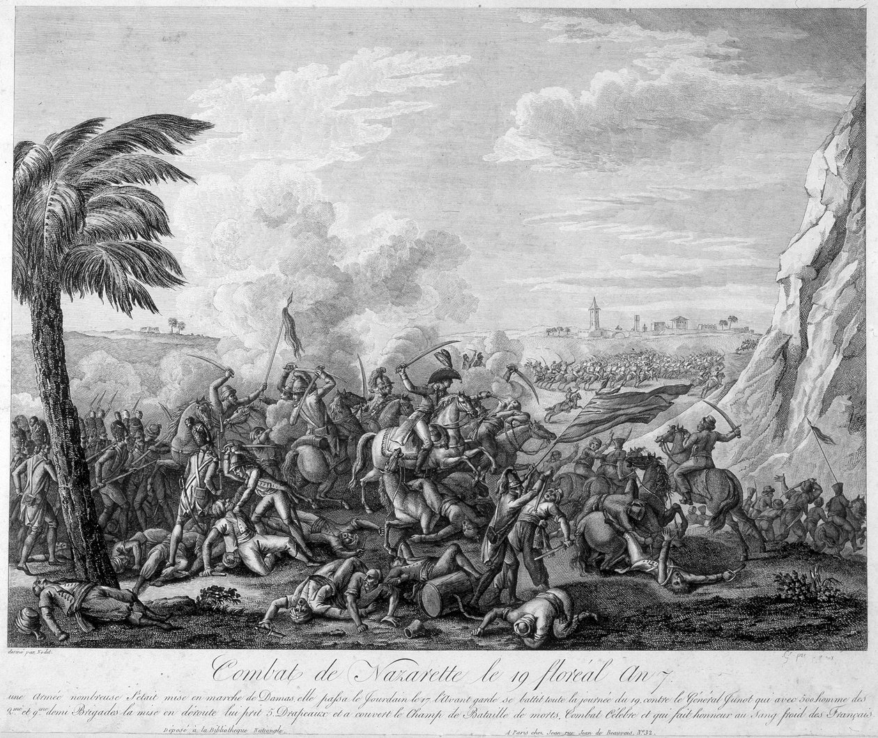 Bitva o Nazaret 19. florálního roku 7 (1799) pod vedením generála Jeana Andoche Junota (Jean-Andoche) (1771-1813) - ve „“Revolution francaise““ od Thierse. 19. století od French School