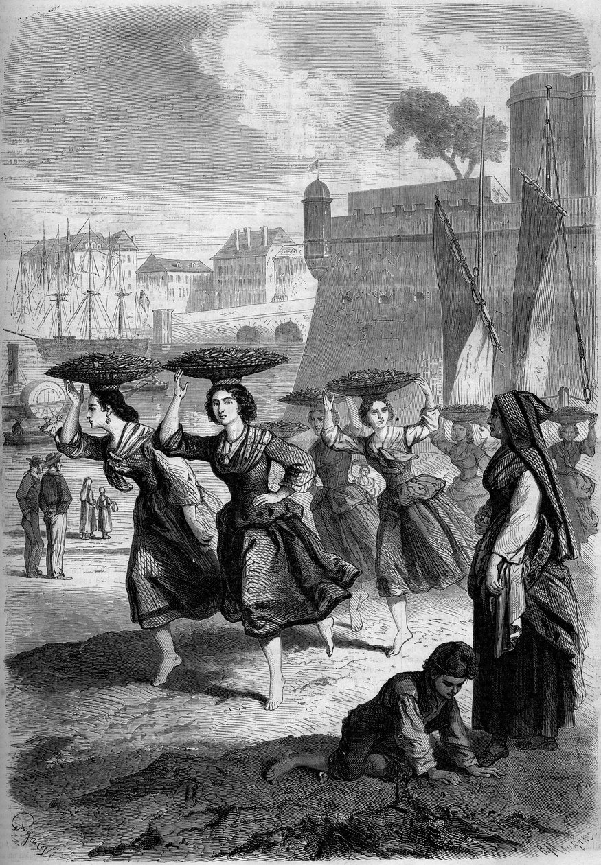 Obchodníci se sardinkami z Bayonne míří do Biarritz, Pyrenees Atlantiques (64) od French School