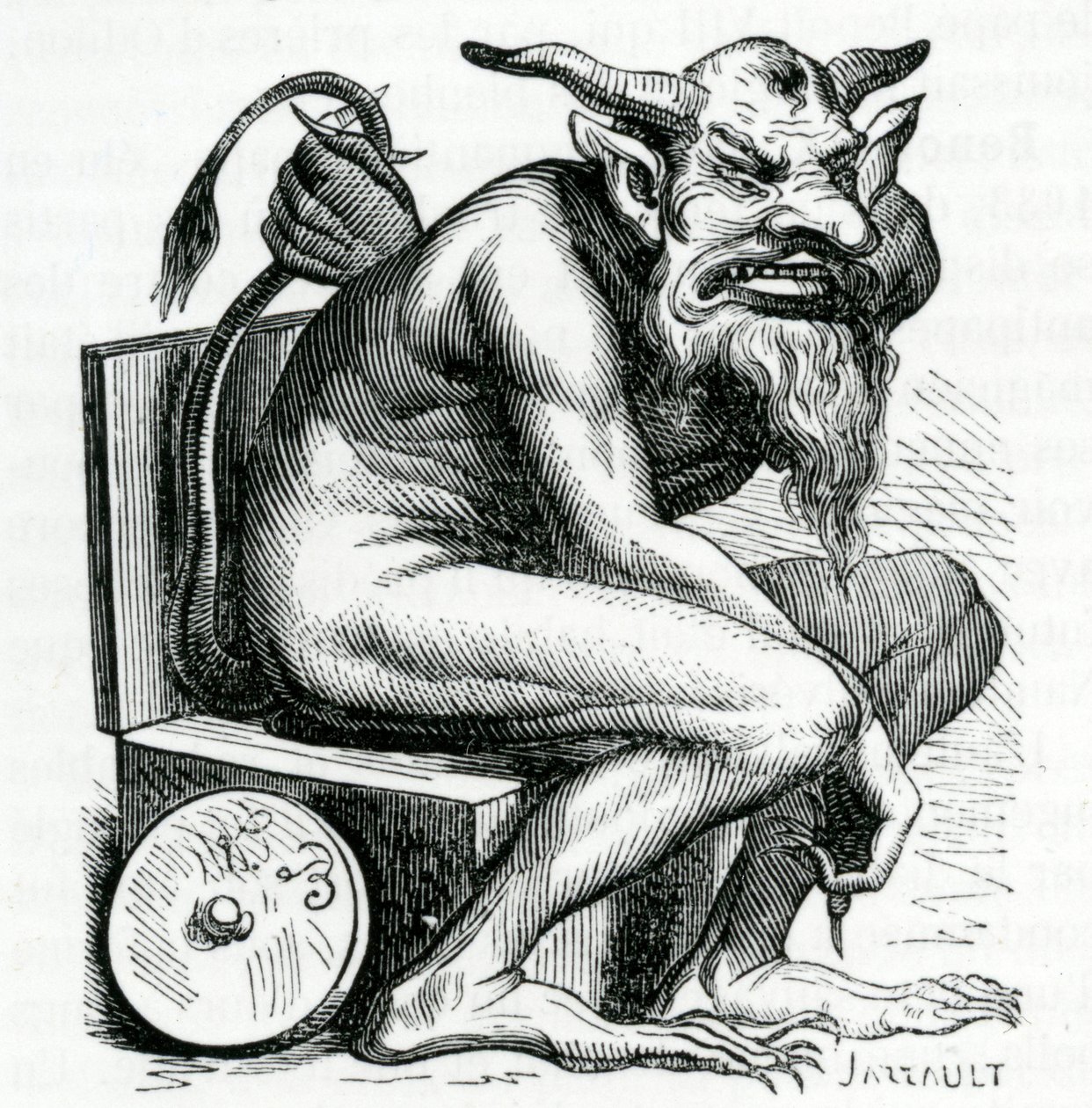 Belphegor, ilustrace z Dictionnaire Infernal od Jacquese Albina Simon Collin de Plancy, 1863 od French School