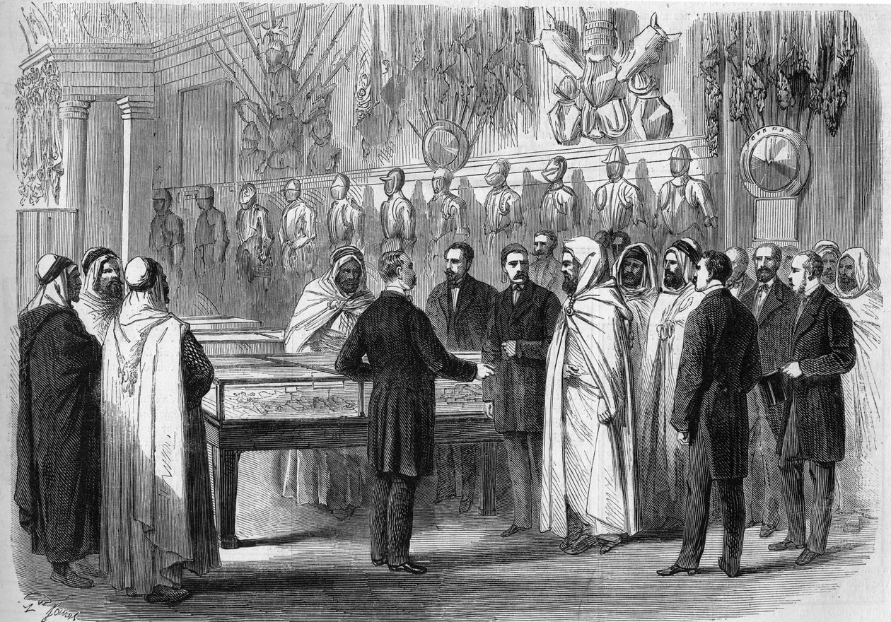 Ben Mahi Ed Din Abd El Kader (Abd El-Kader) (1808 - 1883) Alžírský emir na návštěvě Artillery Museum 18. července od French School