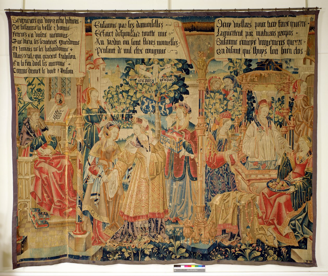 Benigne de Cirey a Susanna Bathing, levý panel z Příběhu Susanny od French School