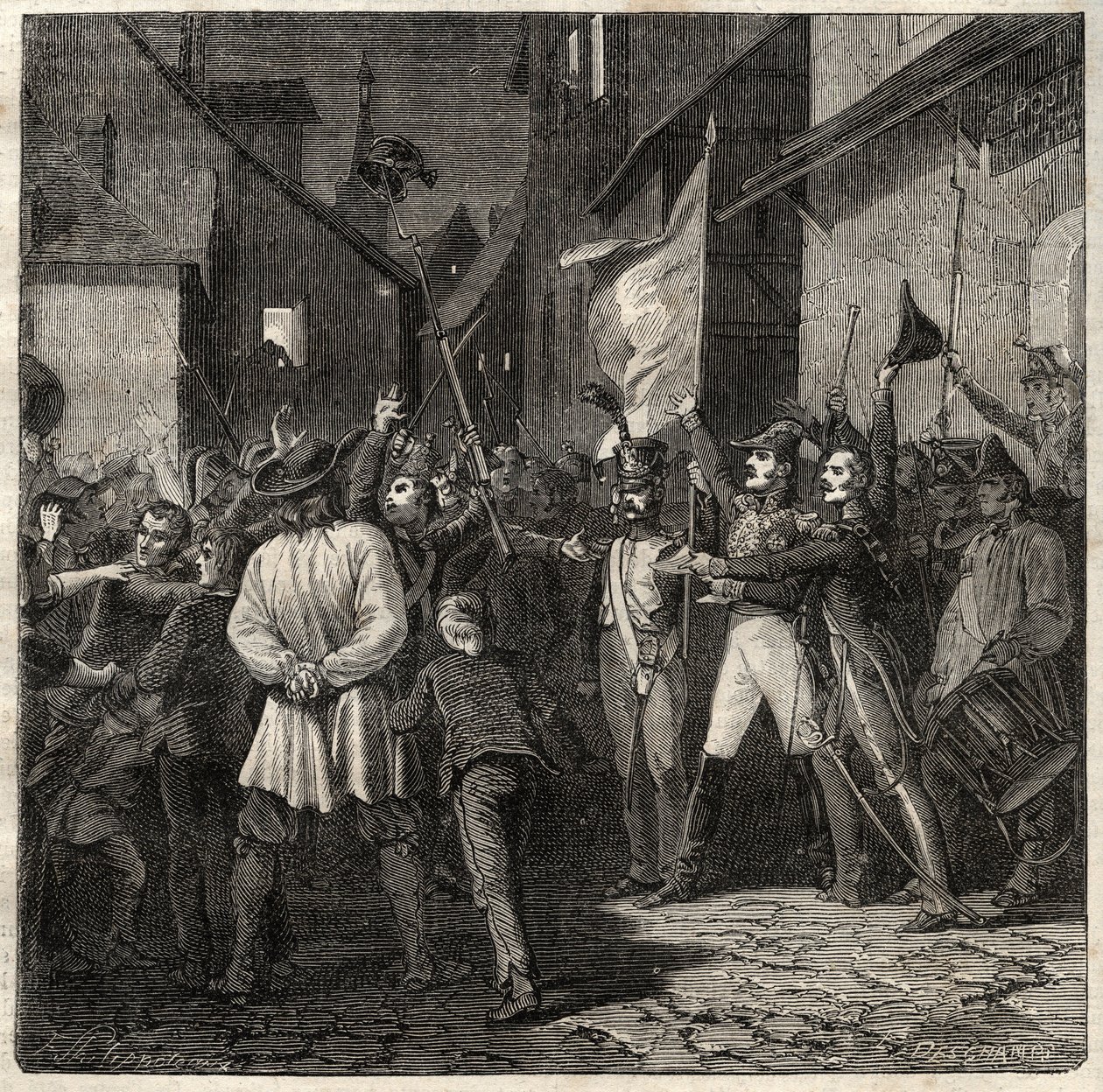 Bertonovo spiknutí 1822 - Generál Jean Baptiste Breton (Jean-Baptiste) dit Berton (1769-1822) ustavil v Thouars v roce 1822 prozatímní vládu - od French School