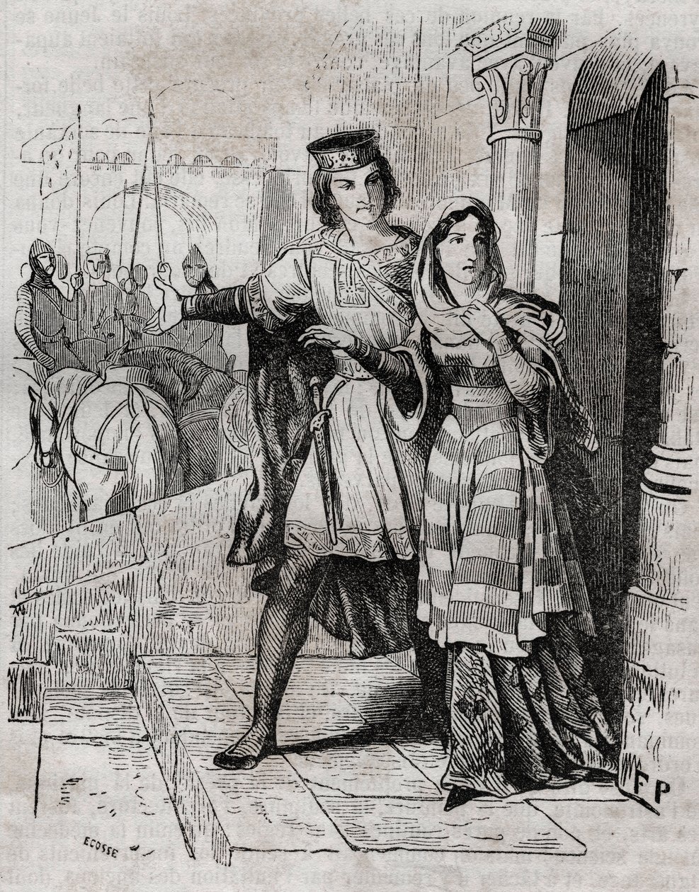 Bertrade z Montfortu (1070-1117) Francouzská královna s francouzským králem Filipem I. - - v „Histoire de France““ od Anquetila. 19. století. od French School