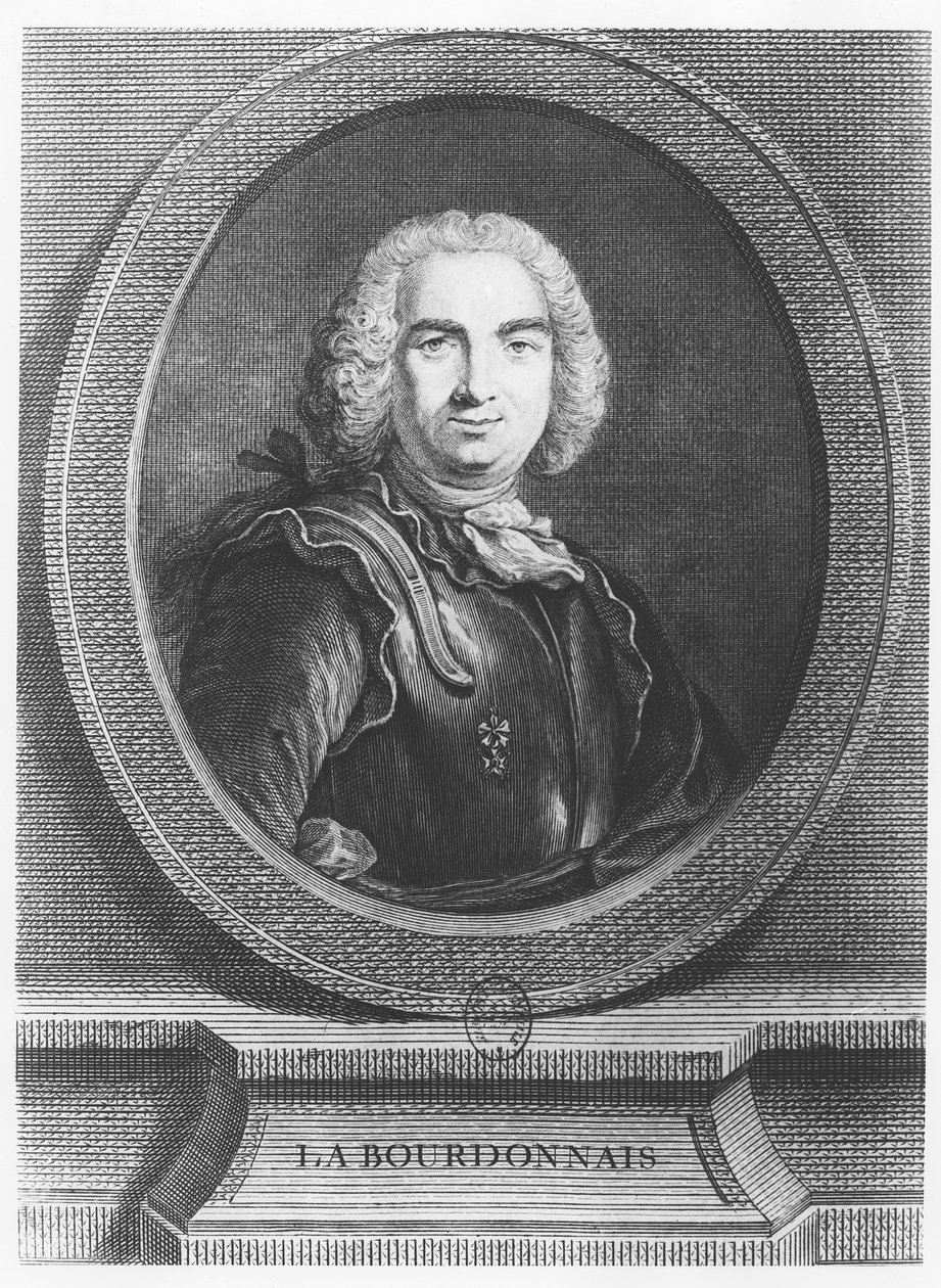 Bertrand François Mahé, hrabě z La Bourdonnais (rytina) od French School