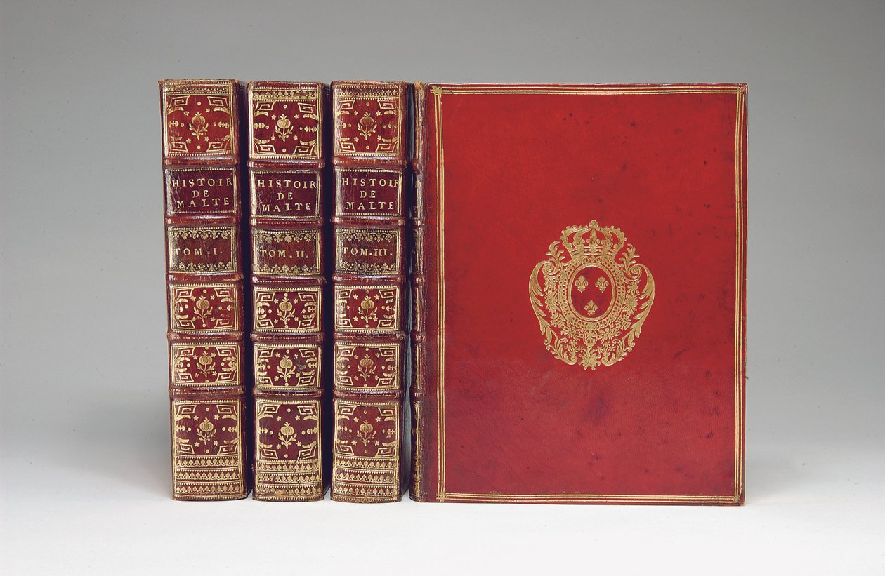 Vazba "Historie maltézských rytířů", od Rene Aubert Vertot, vydaná Paříž, 1726 od French School