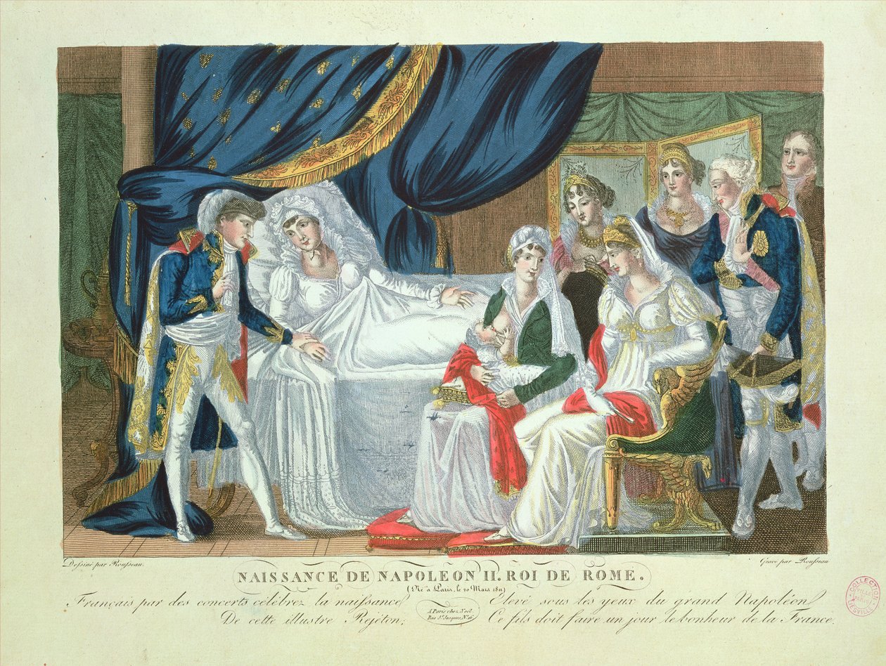 Narození Napoleona II., římského krále, 20. března 1811 od French School