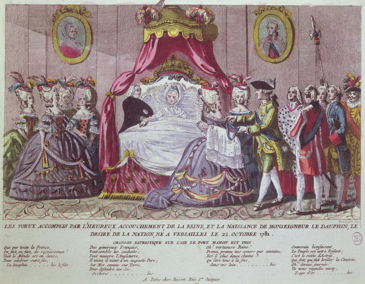 Narození velkého dauphina, Louis Joseph (1781-1789) (barevná rytina) od French School