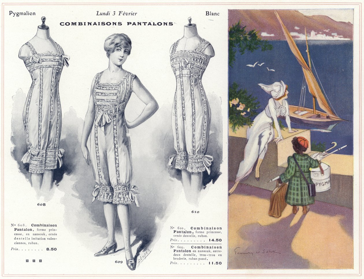 Blanc-Toile, spodní prádlo, košile atd. (barevná litografie) od French School