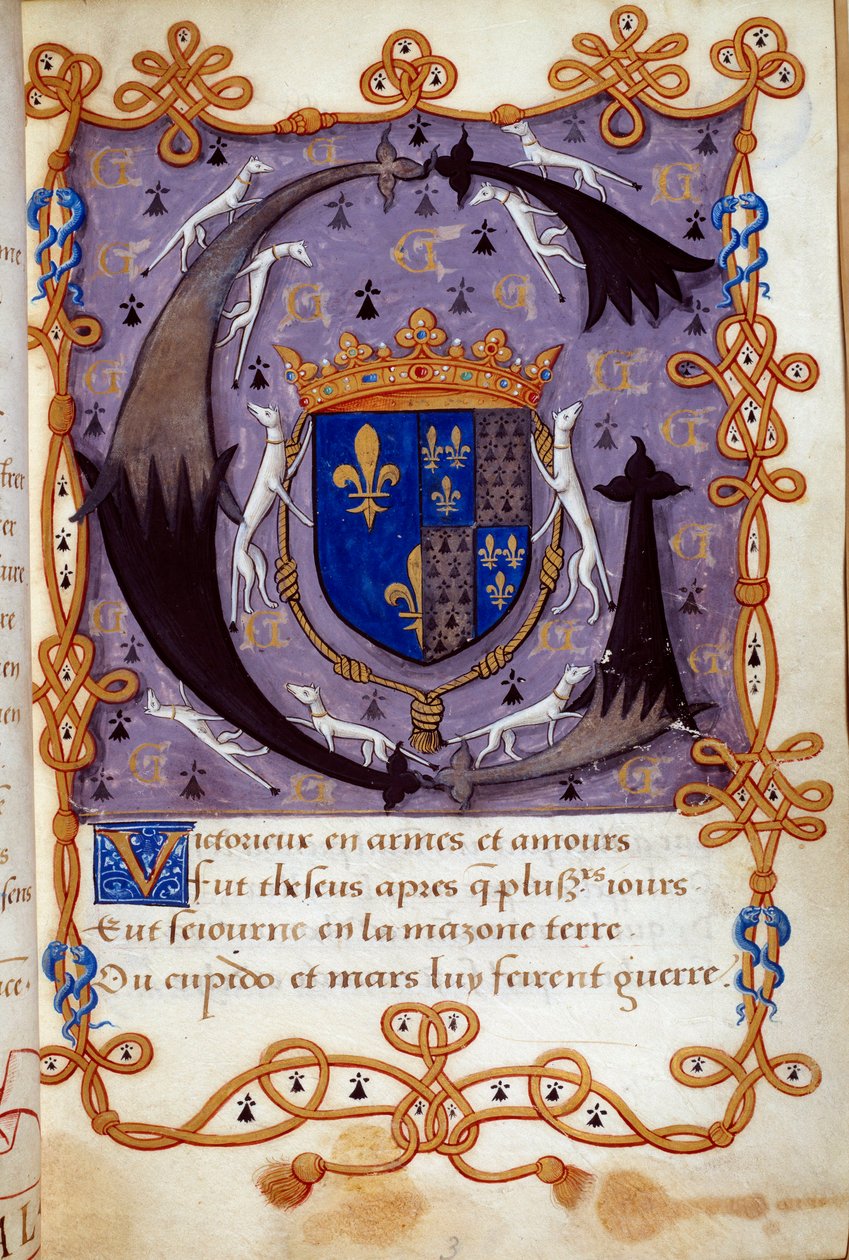 Blazon francouzské královny Claude (1499-1524), manželky Františka I. Miniatura z rukopisu ze 16. století. Chantilly, Conde Museum od French School
