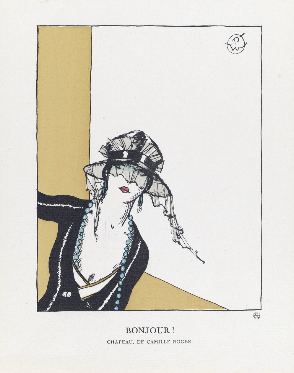 Bonjour, pub. 1921 (šablonový tisk) od French School