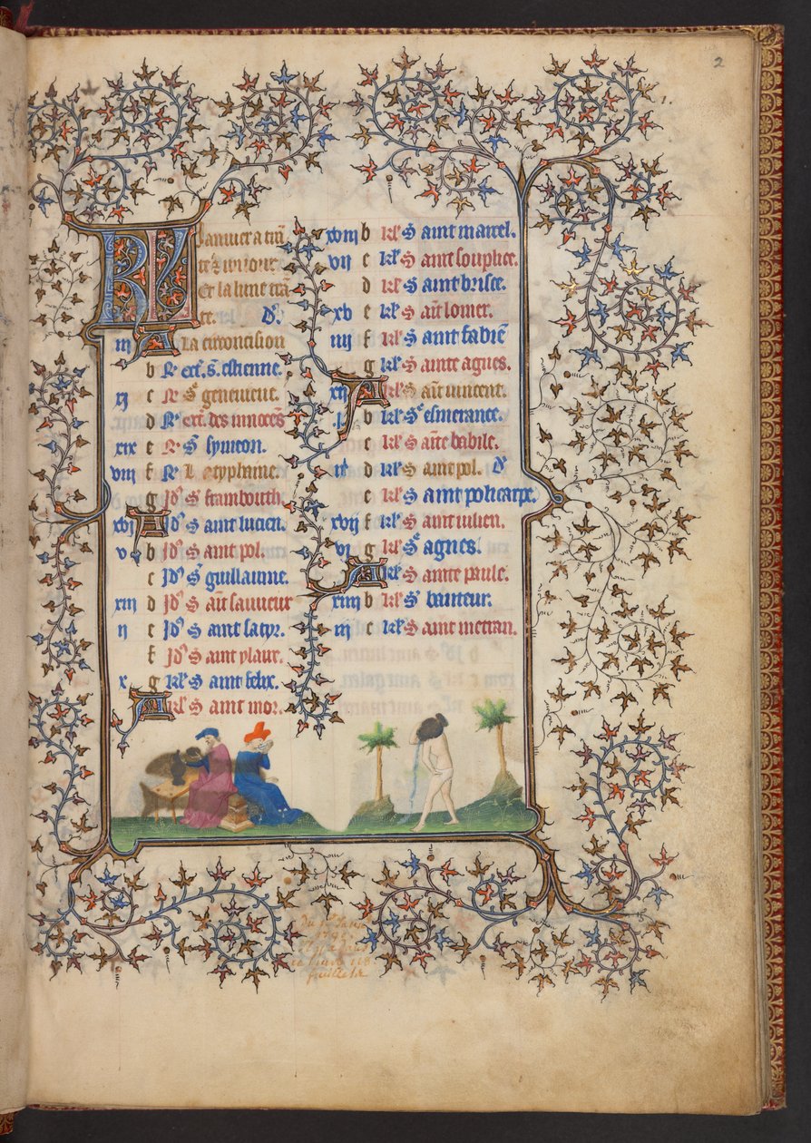 Kniha hodin, Přidat MS 32454 f.2r, Francie od French School