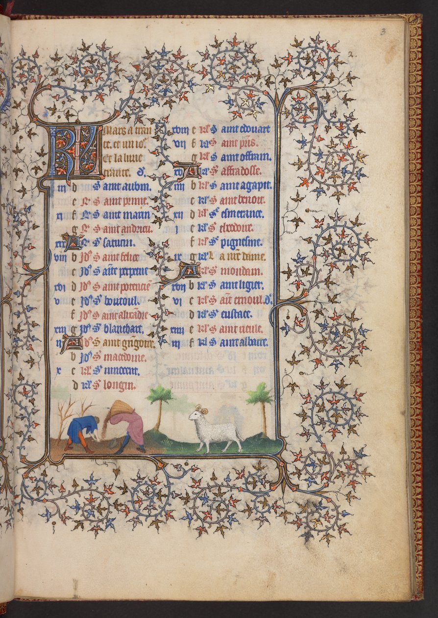 Kniha hodin, Přidat MS 32454 f.3r, Francie od French School
