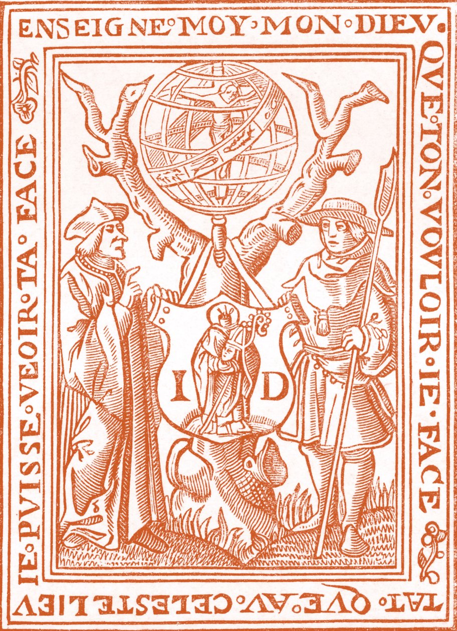Štítek Jehana St. Denise, knihkupce v Paříži od French School