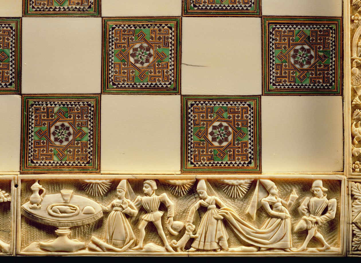 Okraj šachovnice s vyobrazením dvorského života, 1415 od French School