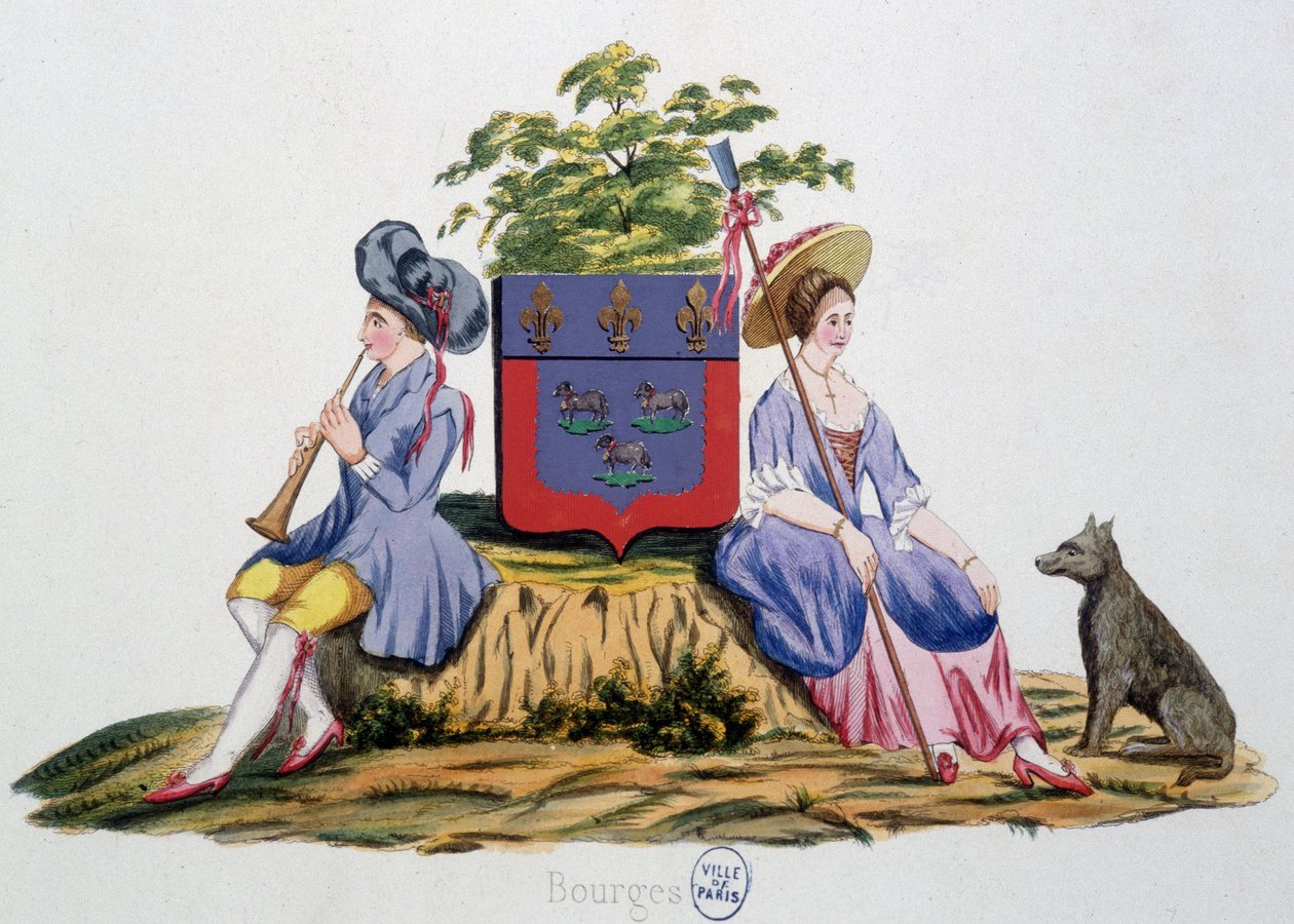 Bourges Blason - v „“The Armorial of France“ od H Traversière, Paříž od French School
