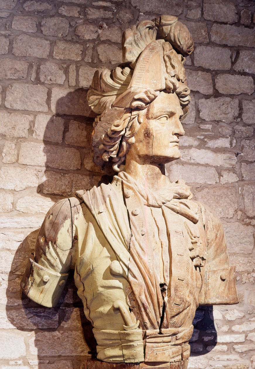 Figura na luku: busta francouzského lupiče. Saint Malo ze 17. století, městské muzeum od French School