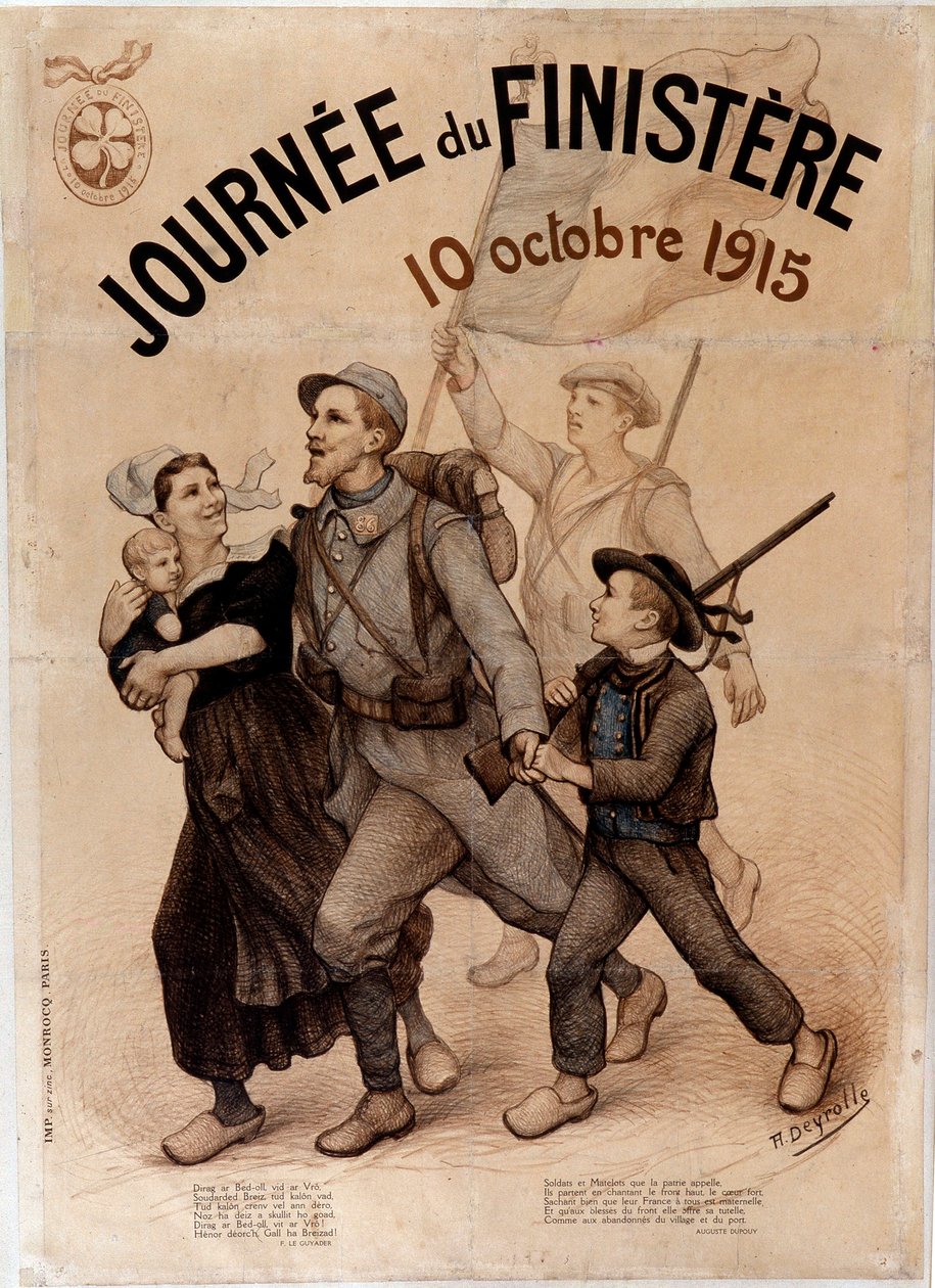 Bretonský voják a jeho rodina - Plakát pro „Finistere Day“, 10. října od French School