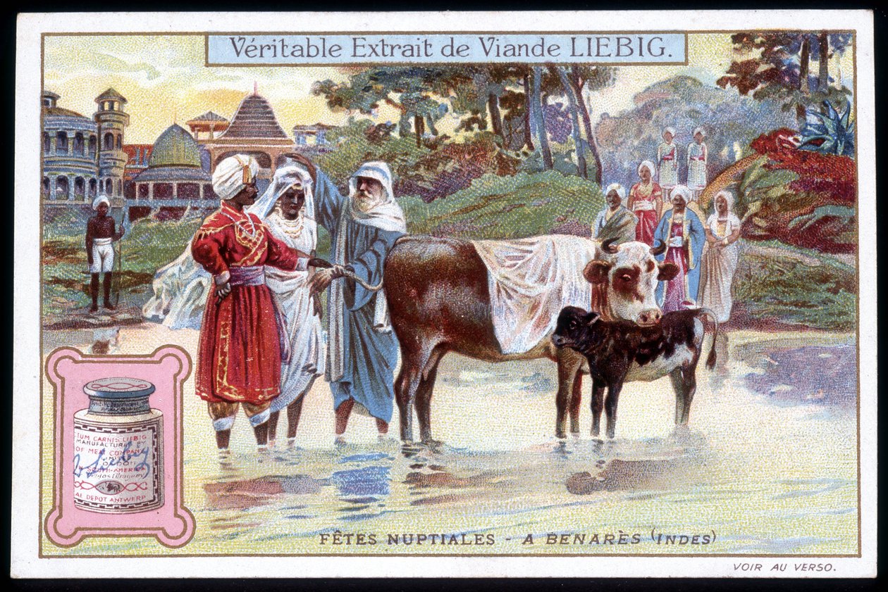 Svatební hostiny v Benares, Indie - chromo. Liebig, v. 1895 od French School