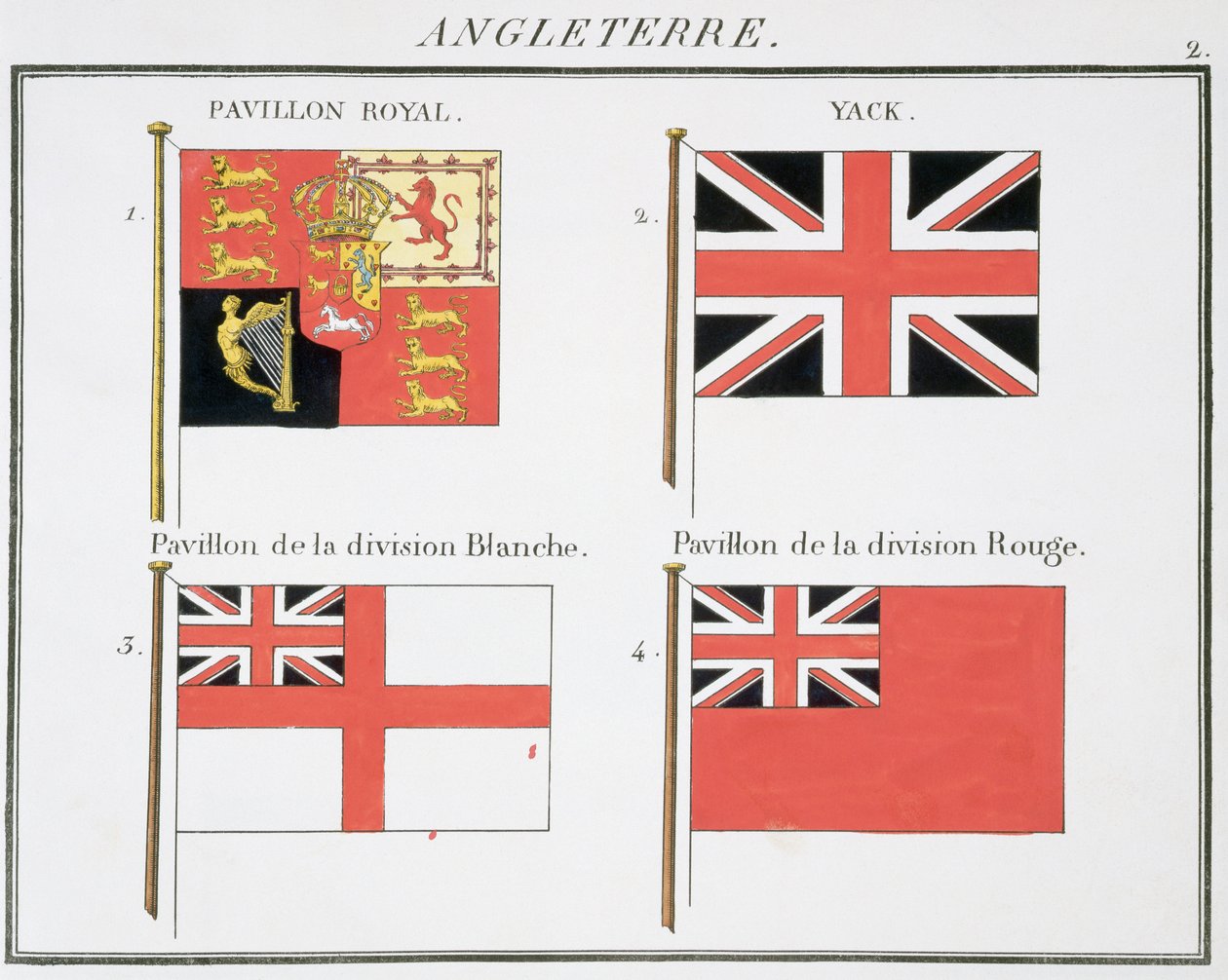 Britské námořní vlajky, z francouzské knihy vlajek, c.1819 od French School