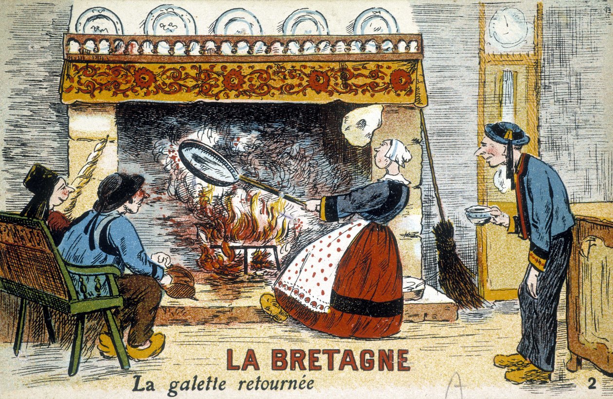 Bretaň: galette se vrátila do chiminee (crepes) - pohlednice, deb. XX. století od French School