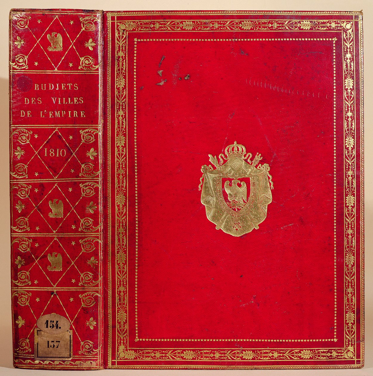 Rozpočty měst ve Francouzské říši, svázané s erbem Napoleona Bonaparta (1769-1821) 1810 (červená marocká kůže a zlato) (viz také 165117) od French School