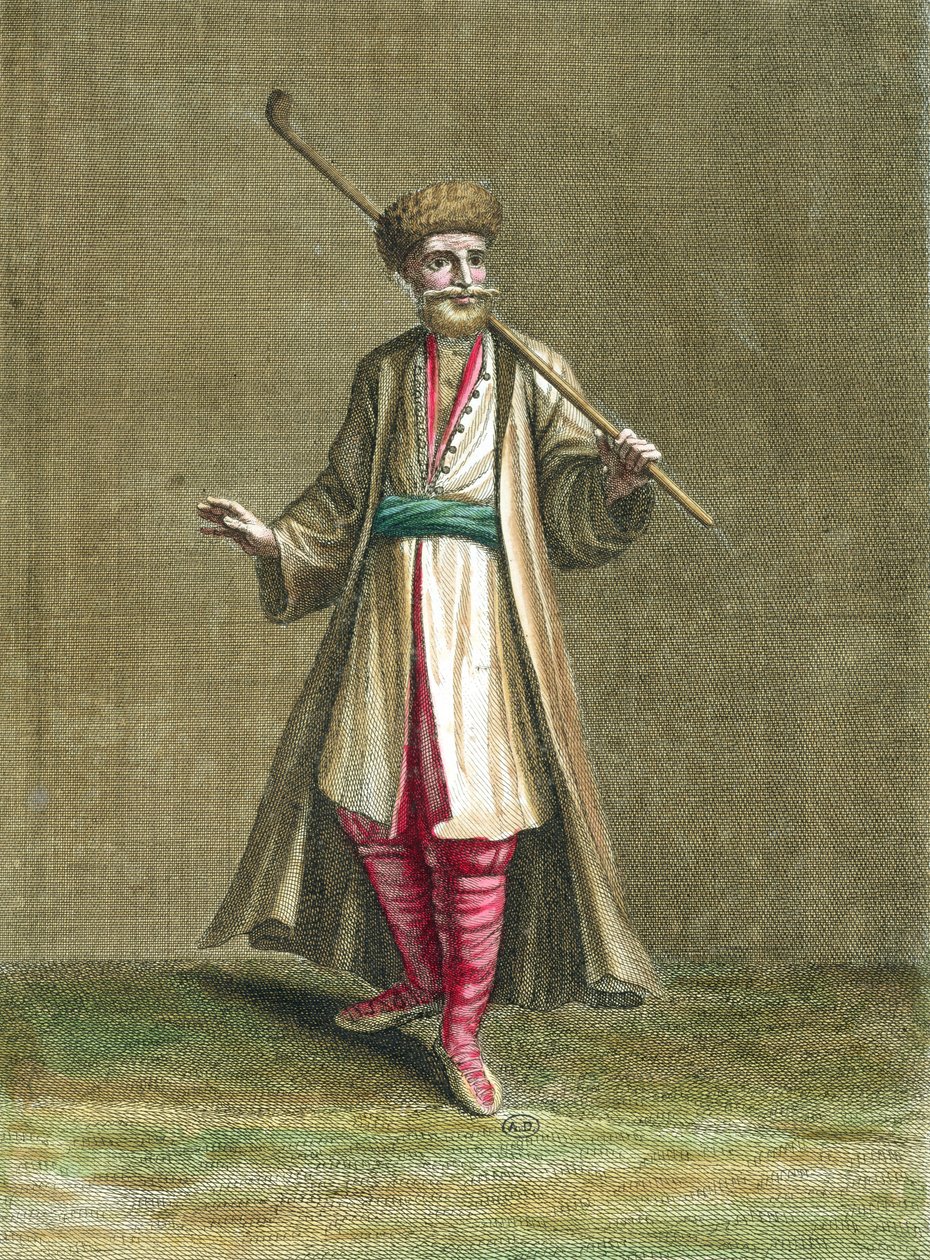Bulharský kostým, ilustrace z Recueil de Costumes du Levant, 1707-8 od French School