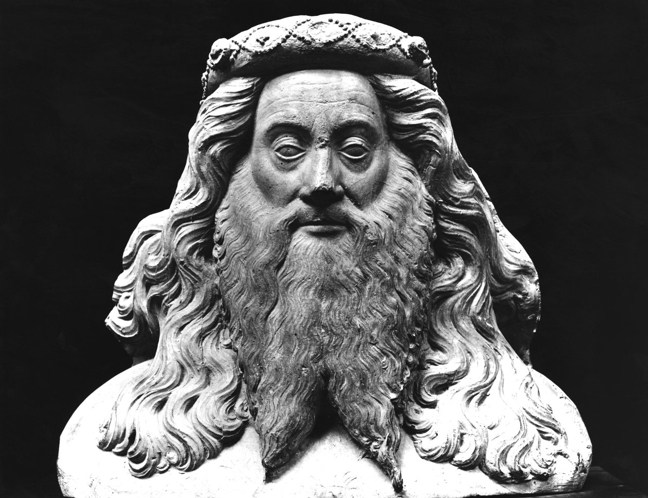 Busta z pohřební sochy Jana II. de Vienne († 1435), seigneura z Pagny, přezdívaného s dlouhým plnovousem, originál z 15. století (sádrový odlitek) od French School