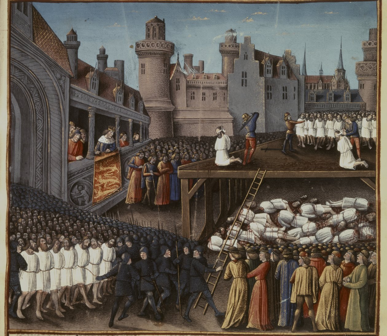 KŘESŤANÉ: Richard I. sleduje stětí muslimské posádky v Akkonu 20.... od French School