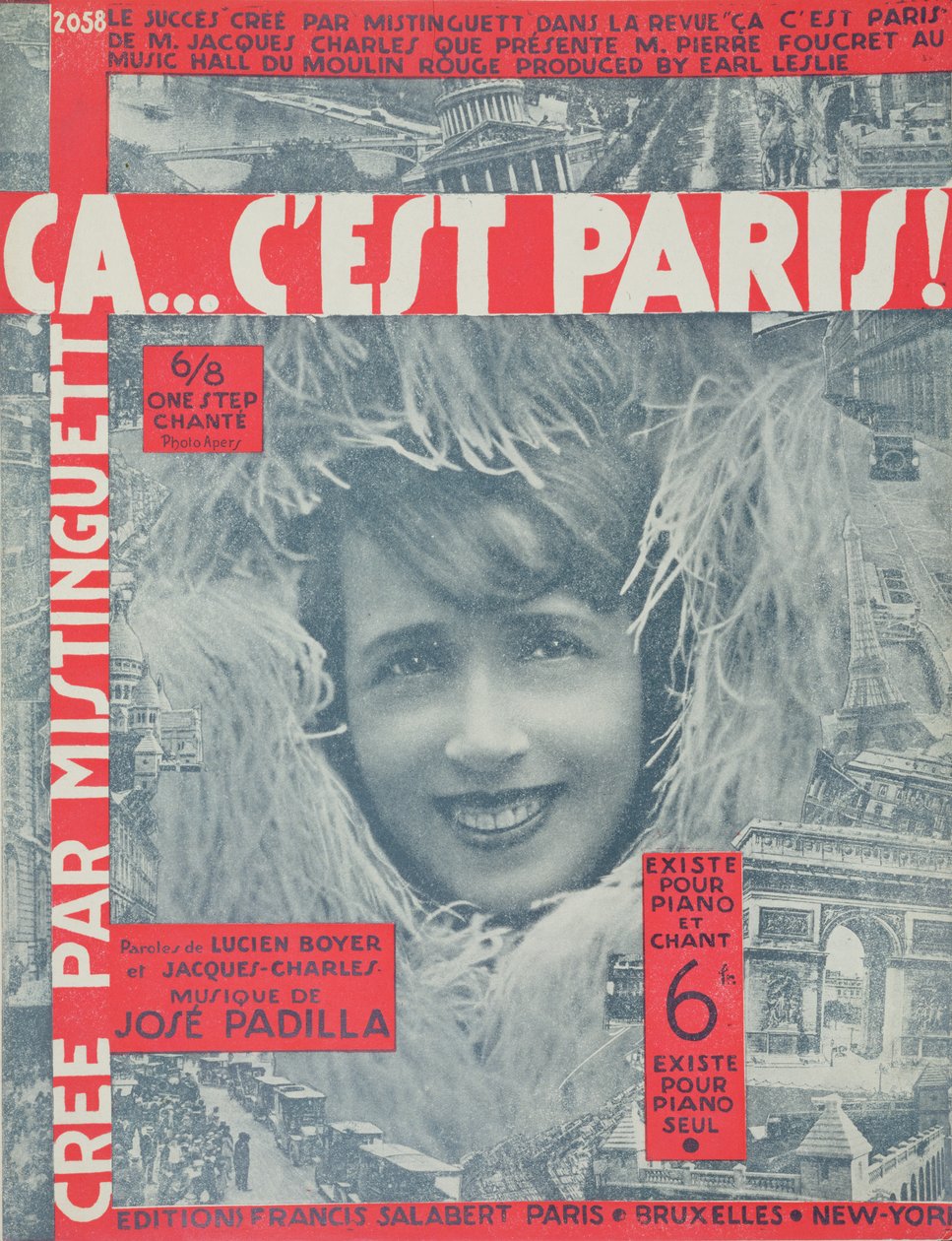 Ca...Cest Paris, obálka Score of Song od Mistinguett, vydané nakladatelstvím Editions Salabert v Paříži, 1926 od French School