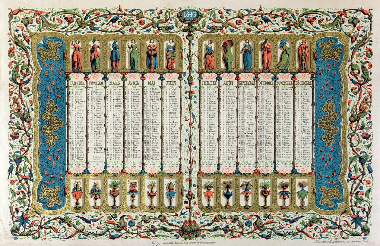 Kalendář na rok 1843 od French School