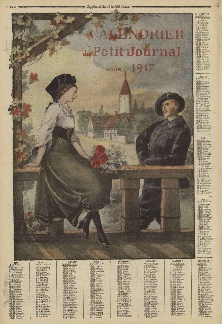 Kalendář na rok 1917 (barevná litografie) od French School