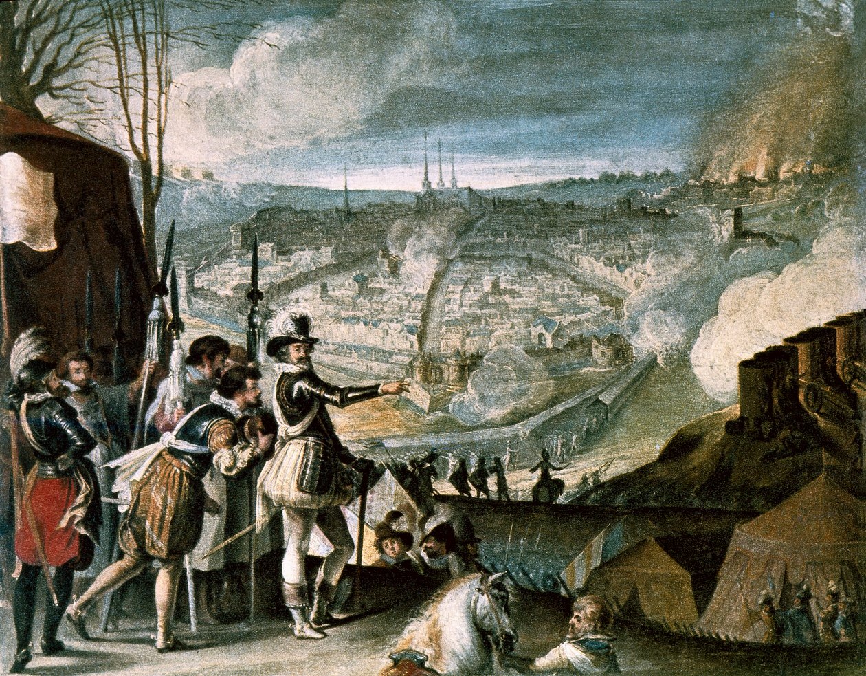 Tábor vojsk Jindřicha IV., olej na dřevě, počátek 17. století od French School