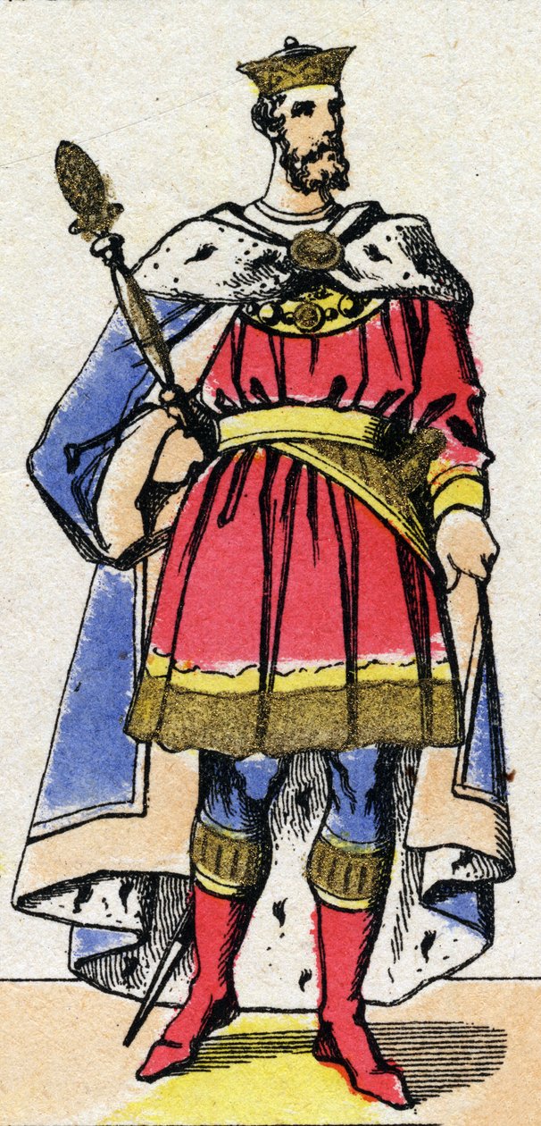 Kapetovská dynastie: Portrét Filipa I. Francouzského (1052-1108), krále Franků v letech 1060 až 1108. Epinal zobrazení z konce 19. století. Soukromá sbírka. od French School