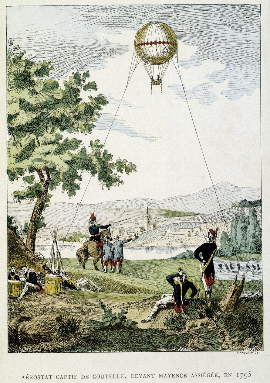 Zajatý aerostat Jean Marie Joseph (Jean-Marie-Joseph) Coutelle (1748-1835), před obležením Mohuče od French School