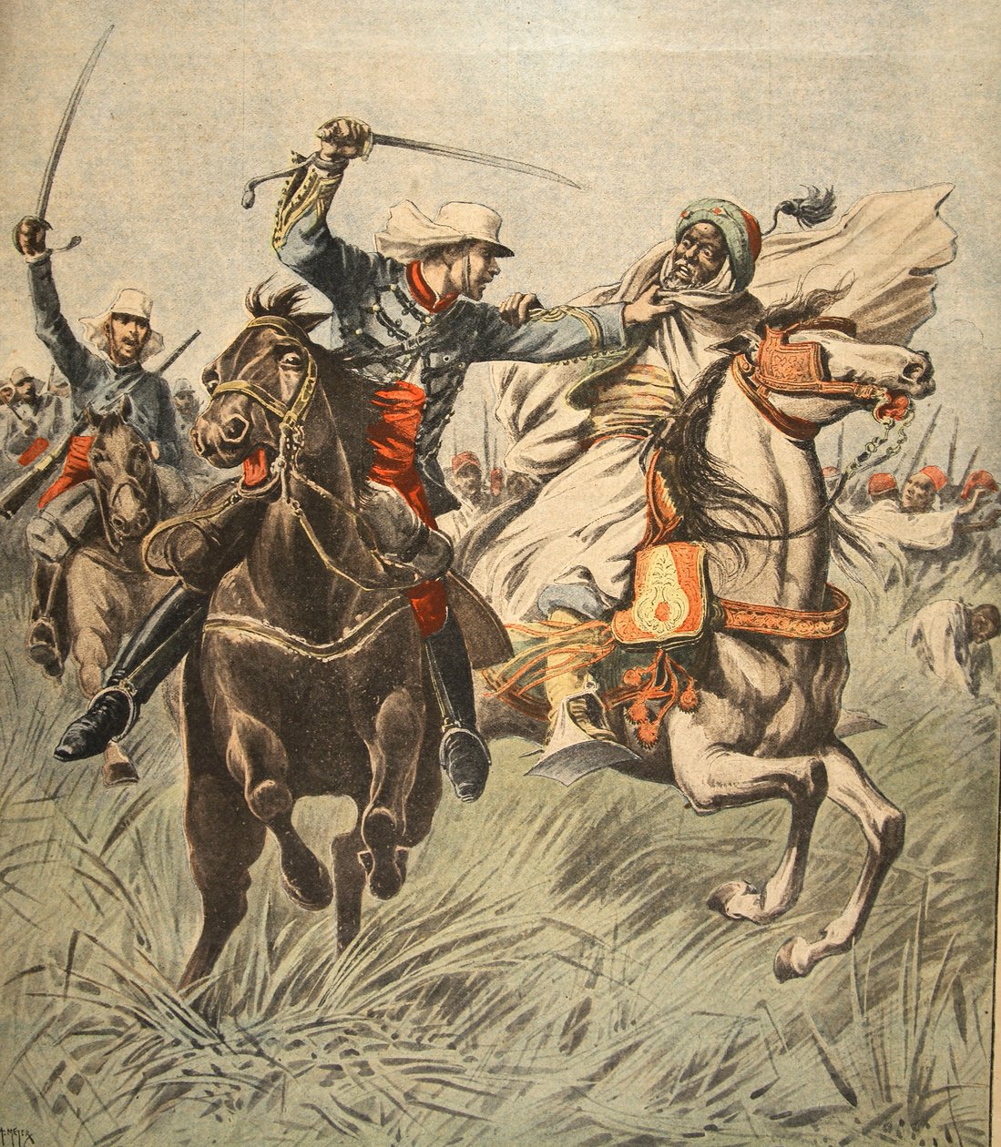 Zajetí Samory poručíkem Jacquinem, ilustrace z Le Petit Journal: Supplement illustre, 30. října 1898 od French School