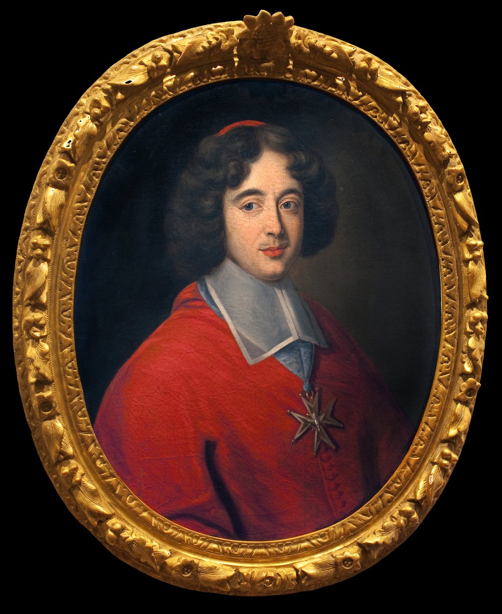 Kardinál de Bouillon, abbé z Tournus v letech 1660 až 1715, iniciátor výstavby hotelu dieu. Anonymní malířství, francouzské umění 17. století. Hotel Dieu, Musee Greuze, Tournus. od French School