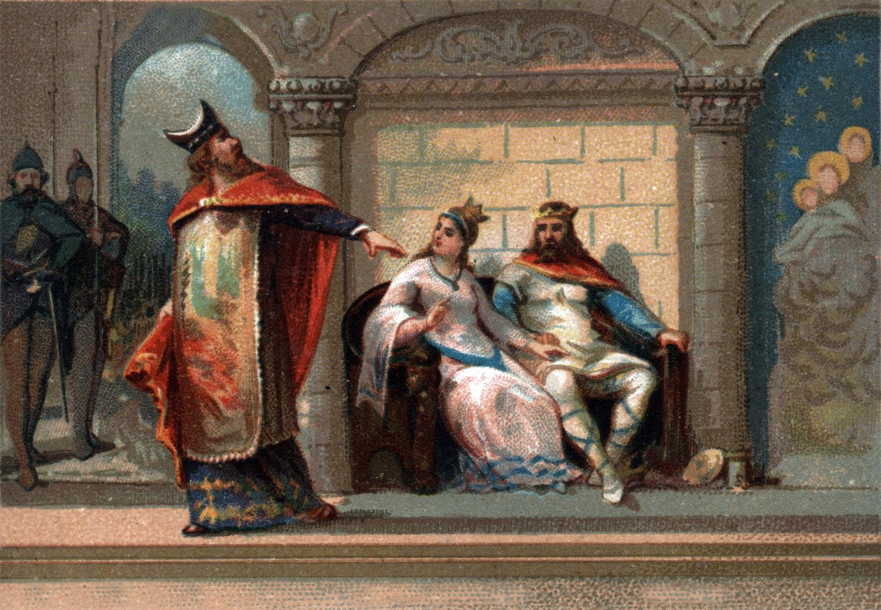 Caribert nebo Cherebert, král Paříže (561 - 567). Chromolitografie konce 19. století. od French School