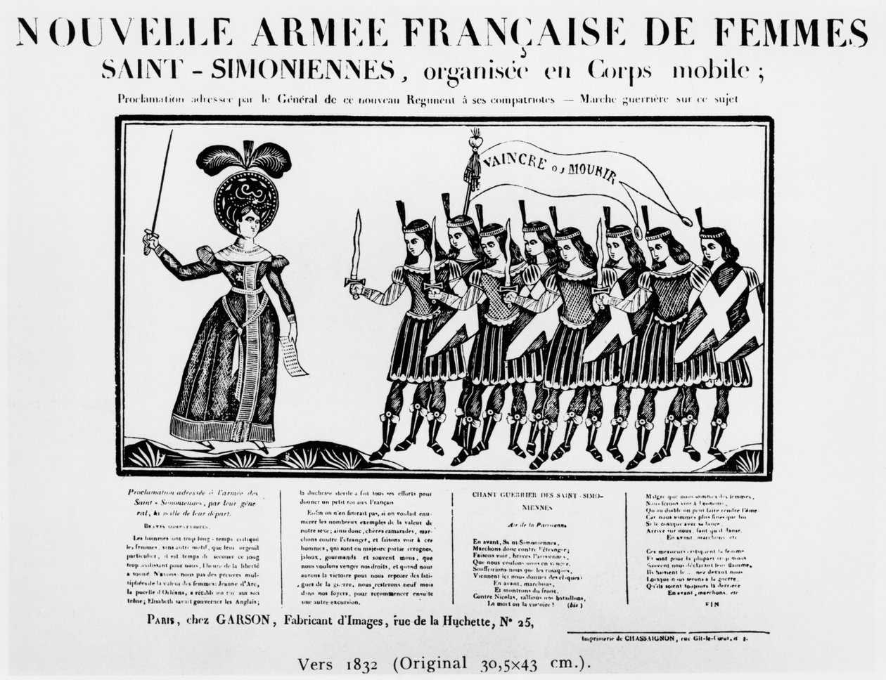 Karikatura zobrazující novou francouzskou armádu žen Saint-Simonian, kolem roku 1832 od French School