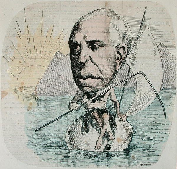 Karikatura Augusta Nelatona (1807-73) 1869 (kolorovaná rytina) od French School