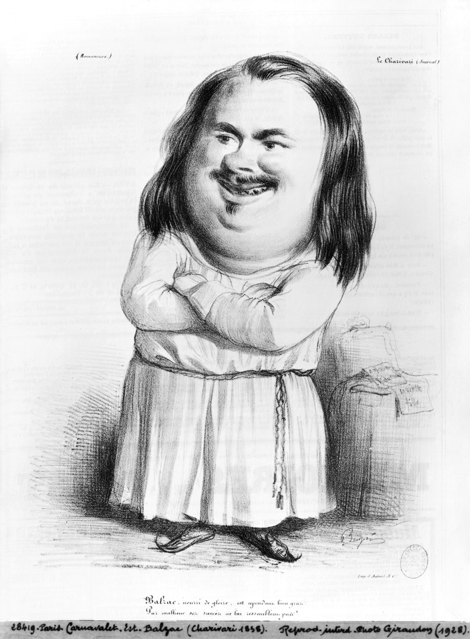 Karikatura Honore de Balzac (1799-1850) ilustrace z 