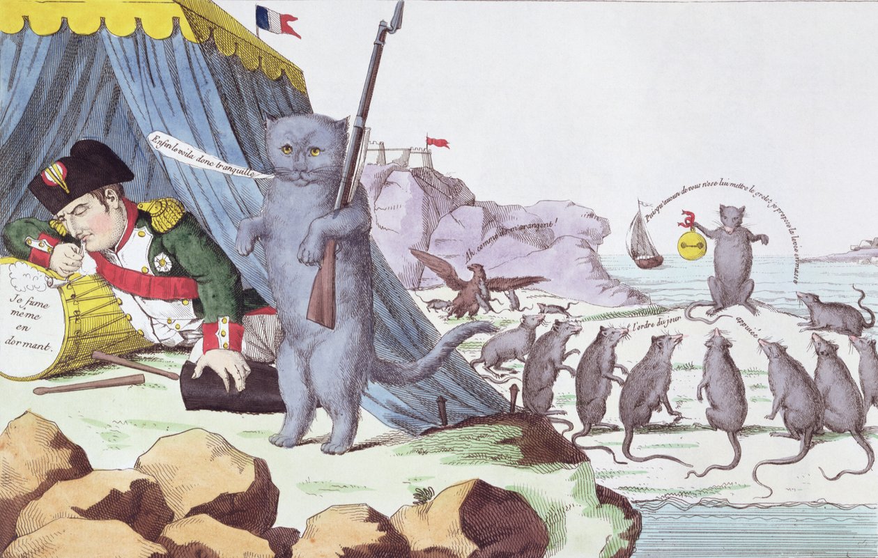 Karikatura Napoleona Bonaparta (1769-1821) na Elbě, kolem 1814-15 od French School