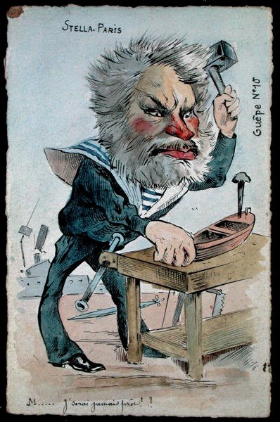 Karikatura ministra námořnictva Camille Pelletana (1846-1915) ze série 