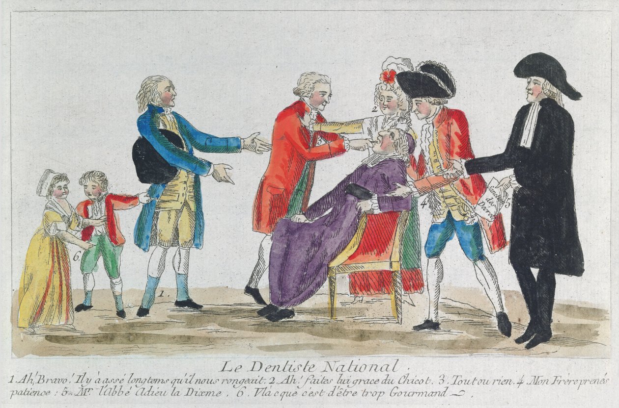 Karikatura znárodnění církevního majetku ve Francii během francouzské revoluce, 1792 od French School