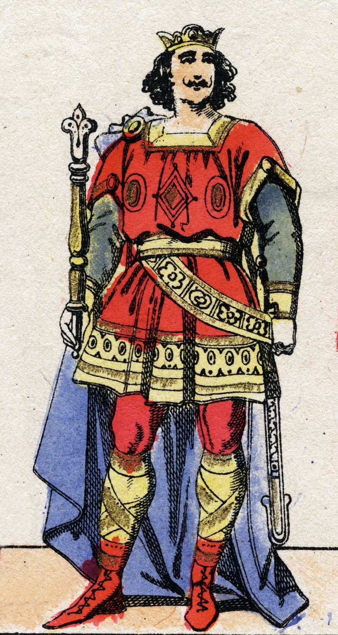 Karolinská dynastie: Portrét Ludvíka II. Begue (846-879), krále franků v letech 877 až 879. Epinal zobrazování z konce 19. století. Soukromá sbírka. od French School