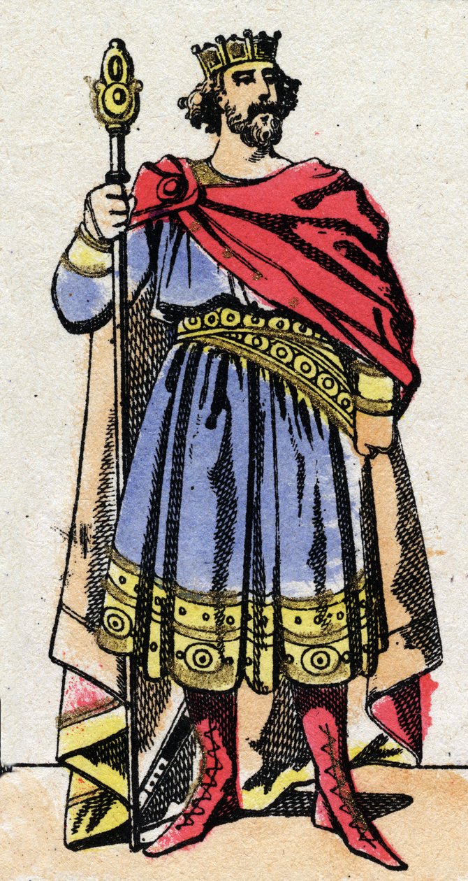 Karolinská dynastie: Portrét francouzského Raoula (nebo Rodolpha, v. 890-936), krále Franků v letech 923 až 936. Epinal imaging z konce 19. století. Soukromá sbírka. od French School
