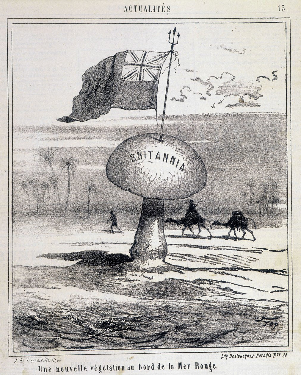 Kreslený film: Nová vegetace na Rudém moři (britské houby kolonizující Egypt) - 1.2.1868 od French School