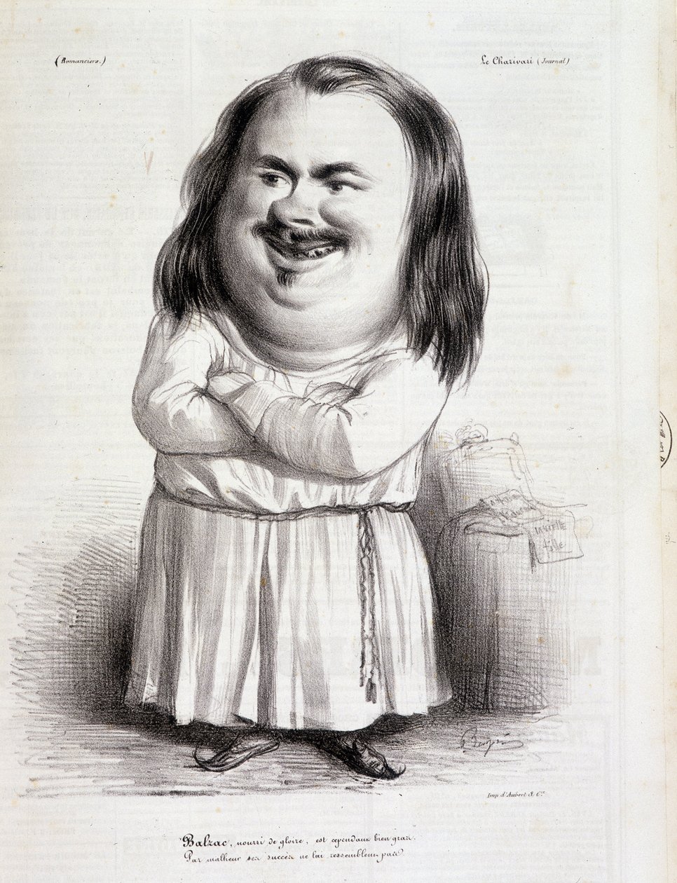 Kreslený film Honore de Balzaca (1799-1850) a mnicha - v „Charivari““ z 10.12.1838 B.H.V.P. od French School