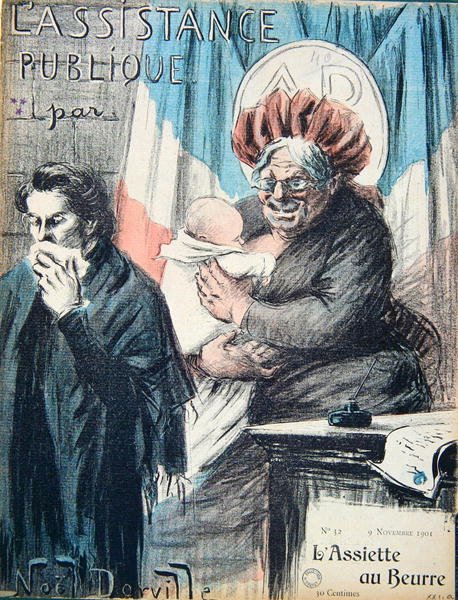 Karikatura kritizující veřejnou pomoc, karikatura z knihy "L