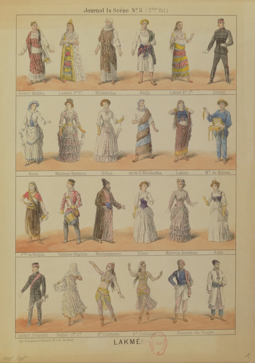 Obsazení postav z opery Lakme od Lea Delibese (1861-91) od French School